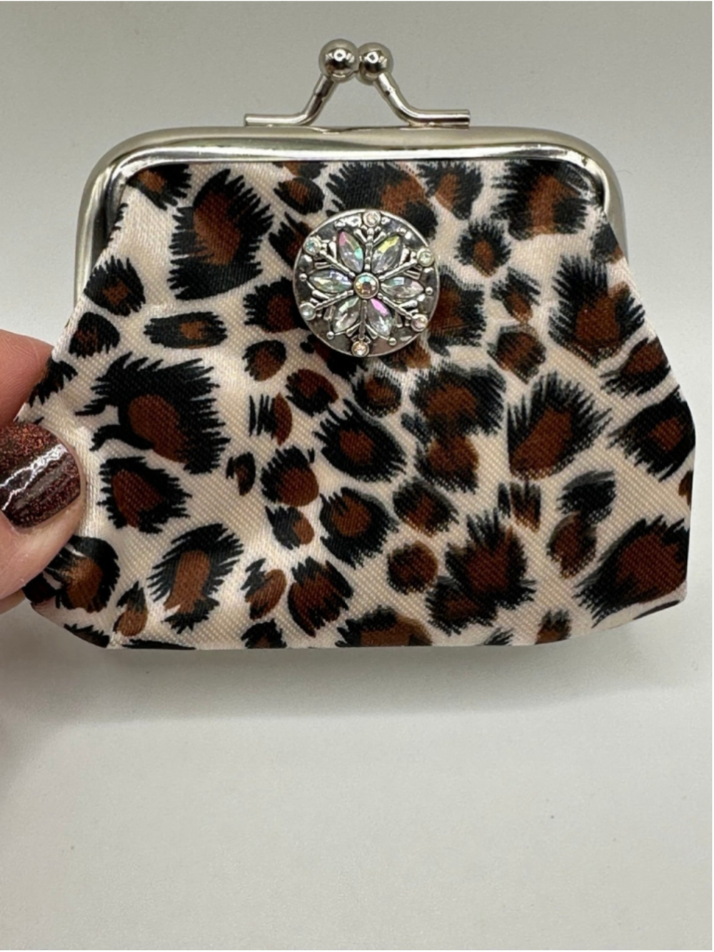 Animal Print Small Micro Coin Purse & Sparkling Snowflake 18mm Snap NWT
